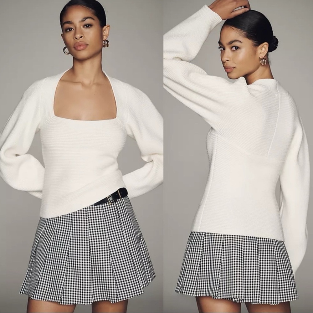 Anthropologie X Maeve Square Neck Wide Sleeve Sweater